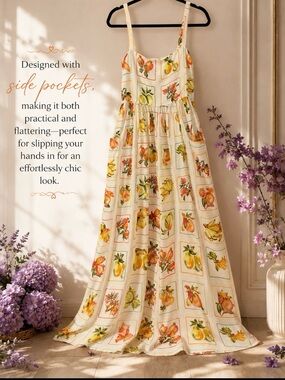 Paper Heart Summer Maxi Dress – Size Small 🌸🍋